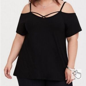 Torrid strappy cold shoulder sexy top